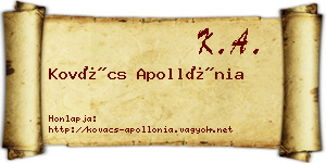 Kovács Apollónia névjegykártya